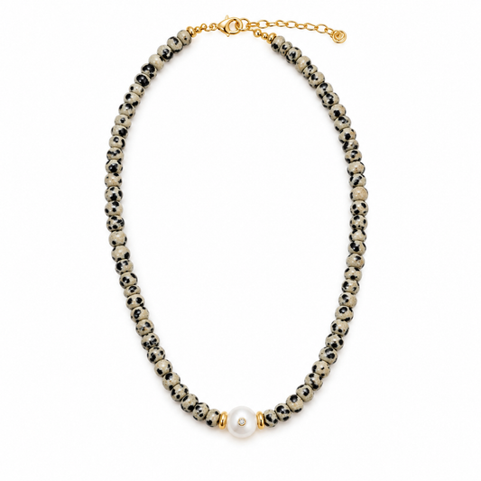 Dalmatian Jasper & Mother of Pearl Necklace