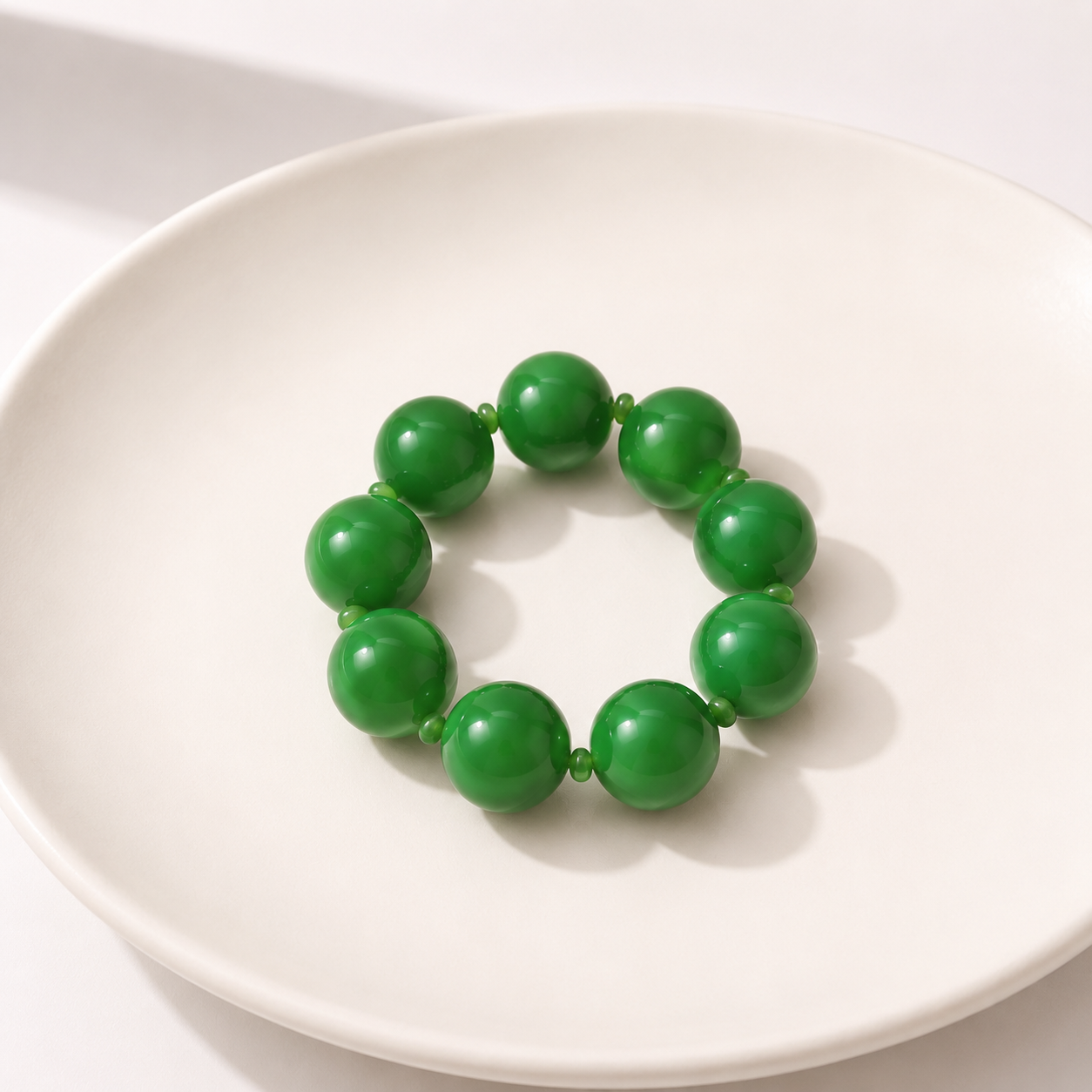 Green Statement Beaded Bracelet – Agate & Gold Plated Details