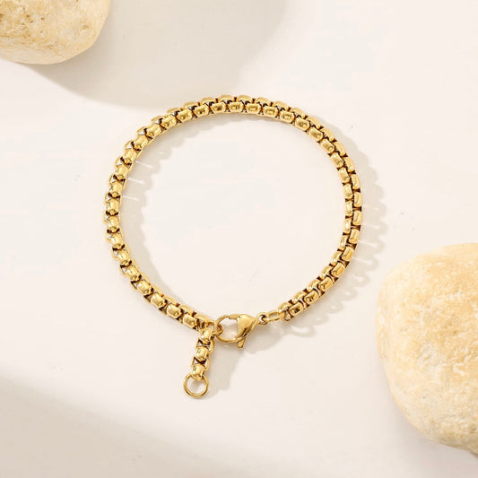 Gold Box Chain Bracelet  – Stainless Steel, Water-Resistant