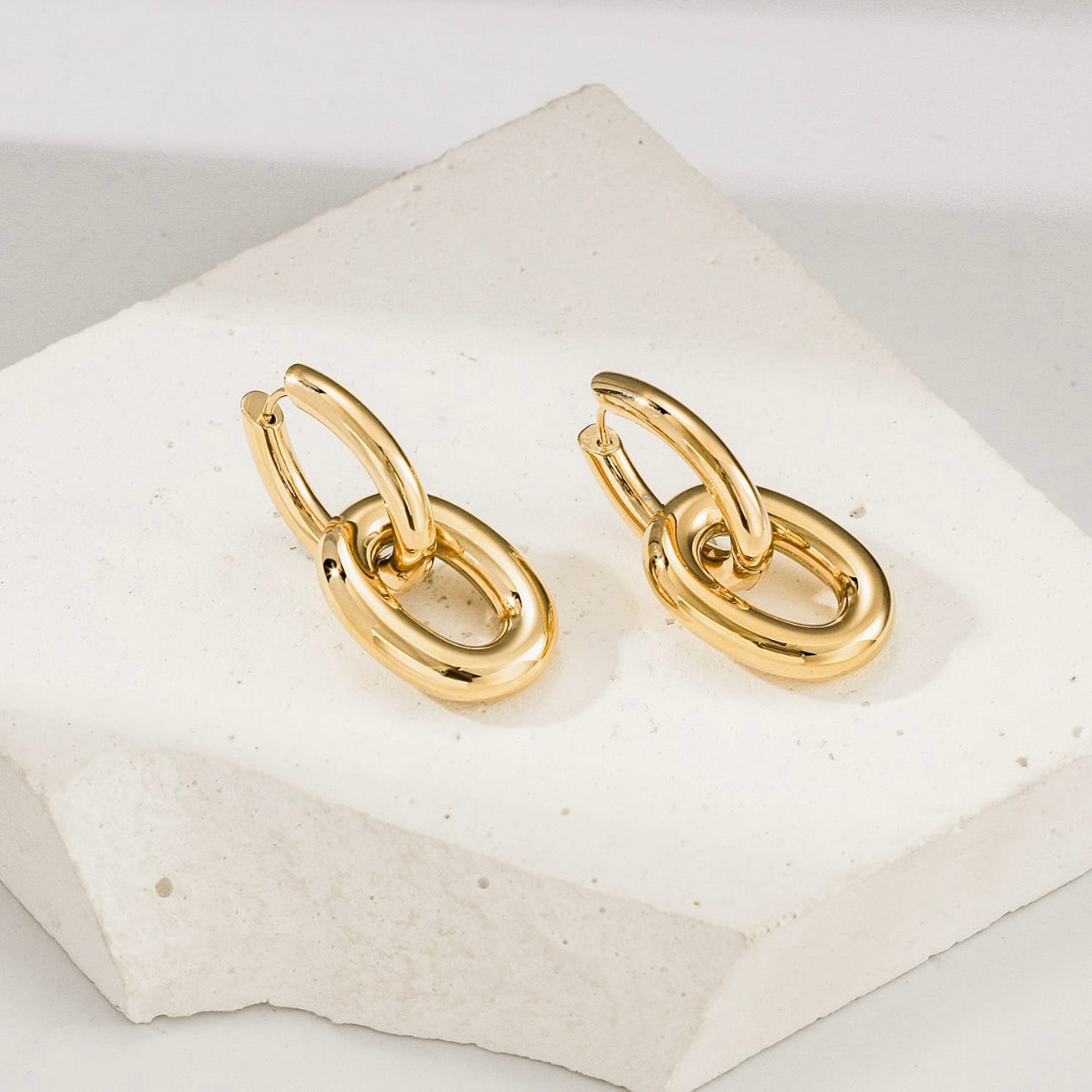 Double Link Hoop Earrings – Stainless Steel