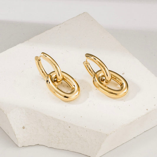 Double Link Hoop Earrings – Stainless Steel