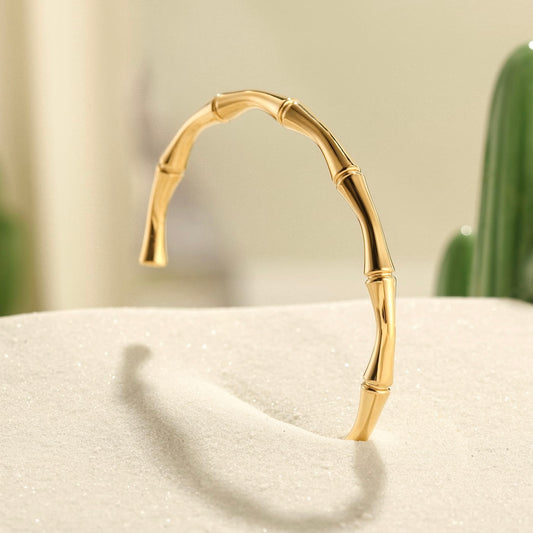 Bamboo Cuff Bracelet – 316L Stainless Steel