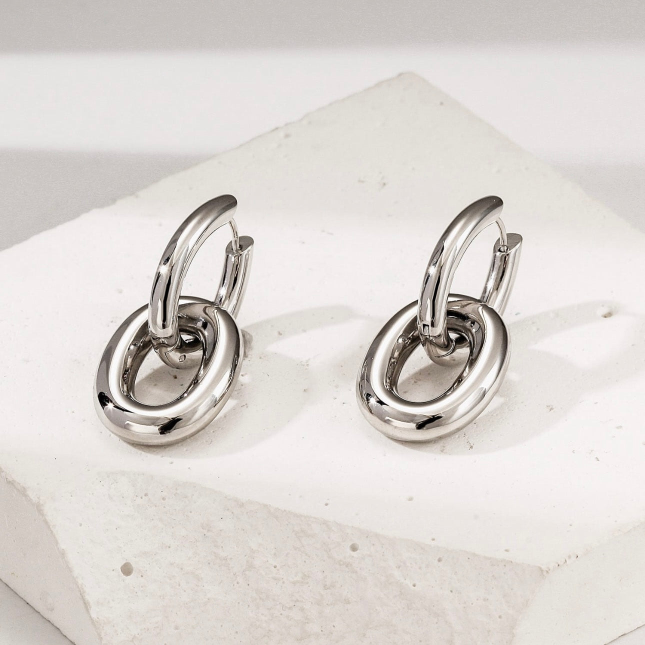 Double Link Hoop Earrings – Stainless Steel