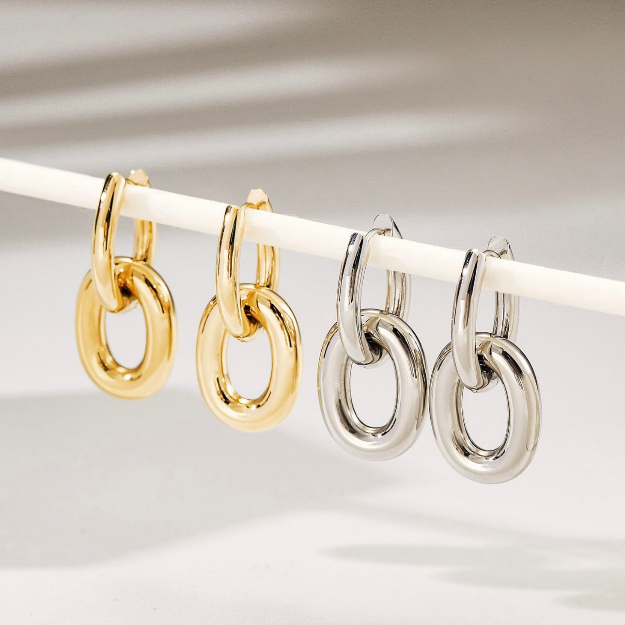 Double Link Hoop Earrings – Stainless Steel