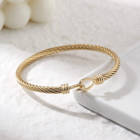 Twisted Cable Hook Bracelet – Stainless Steel