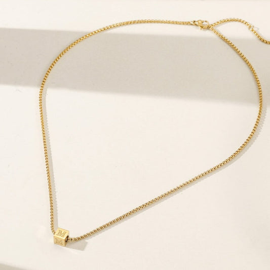 Cube Initial Customizable Necklace