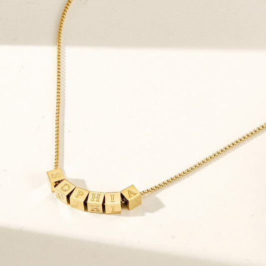 Cube Initial Customizable Necklace