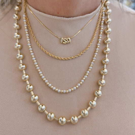 Mini Bubble Name Necklace - Gold Plated
