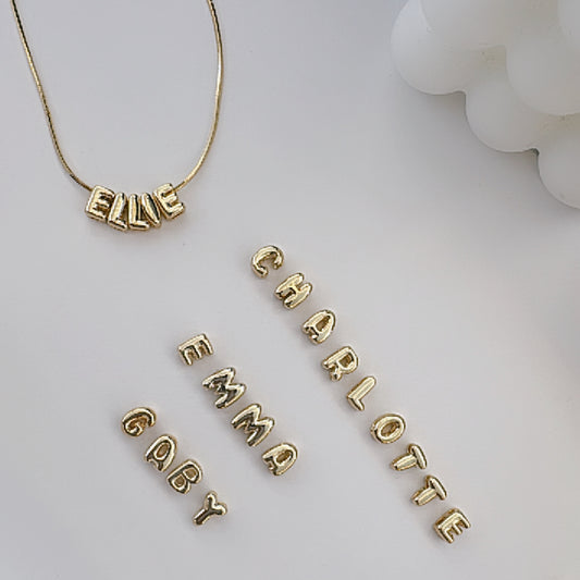 Mini Bubble Name Necklace - Gold Plated