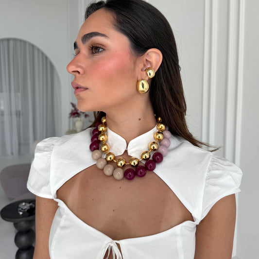 Colorblock Oversized Beaded Necklace