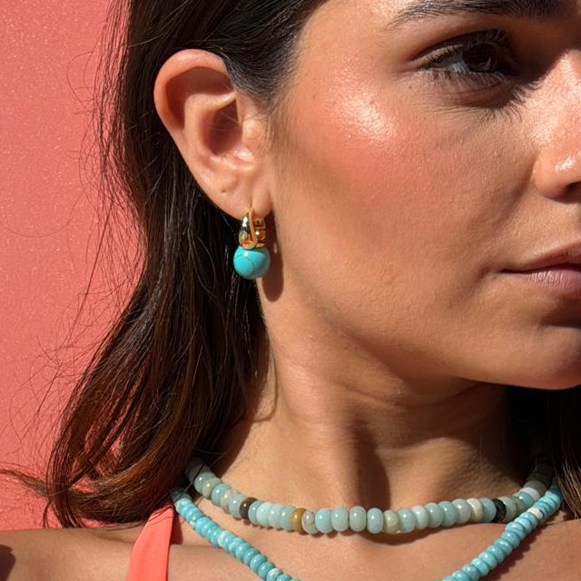 Sirena Earrings – Natural Turquoise Hoops
