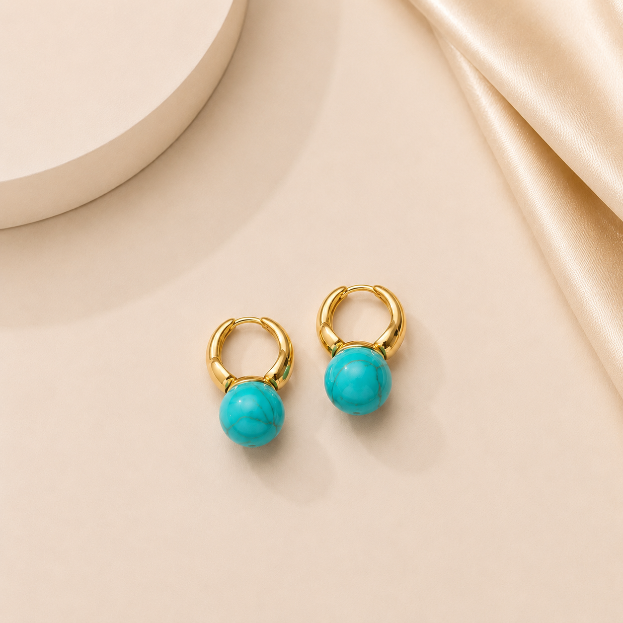 Sirena Earrings – Natural Turquoise Hoops