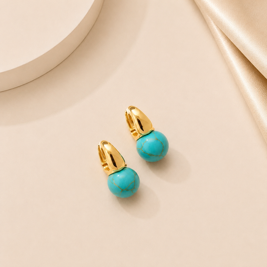 Sirena Earrings – Natural Turquoise Hoops