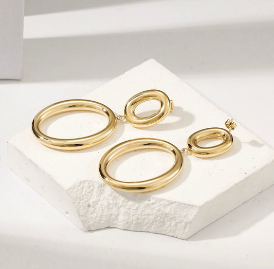Sculptural Oval Drop Earrings