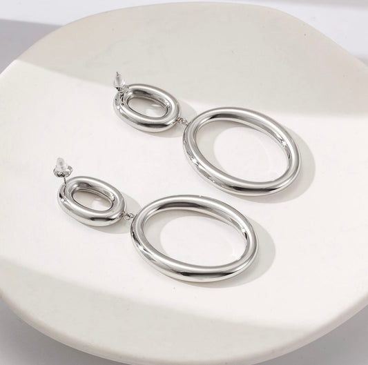 Sculptural Oval Drop Earrings