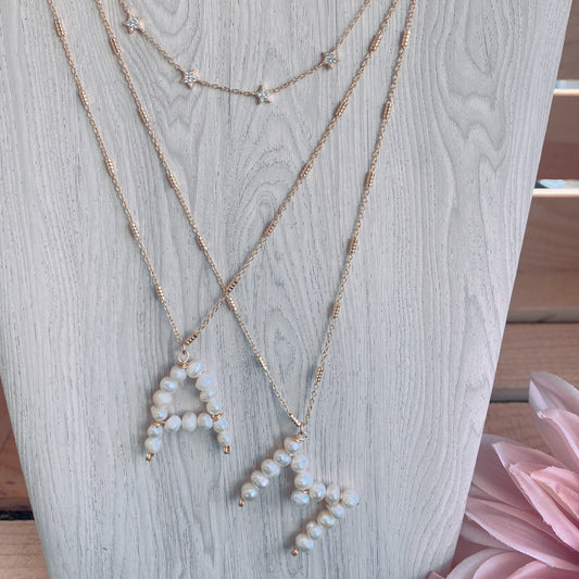 Freshwater pearl initial necklace. Handmade necklace. Gold-filled necklace by ISVI Boutique Miami