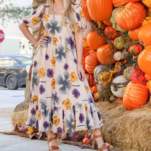 Angie Floral Print Midi Dress