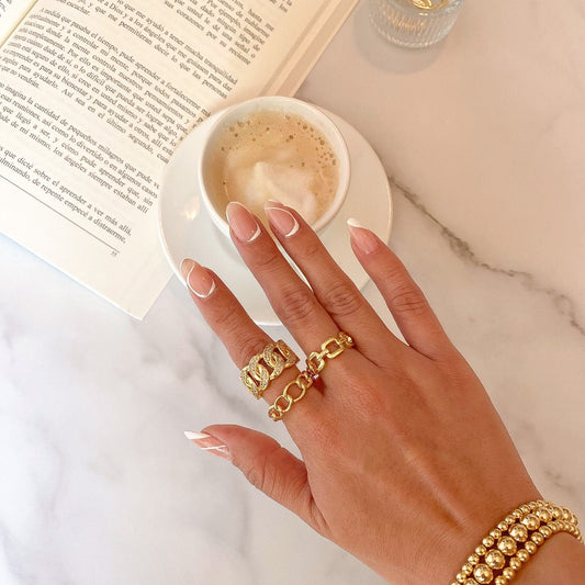 Gold-filled ring collection by ISVI Boutique Miami, water resistant, adjustable and hypoallergenic rings, made in Brazil