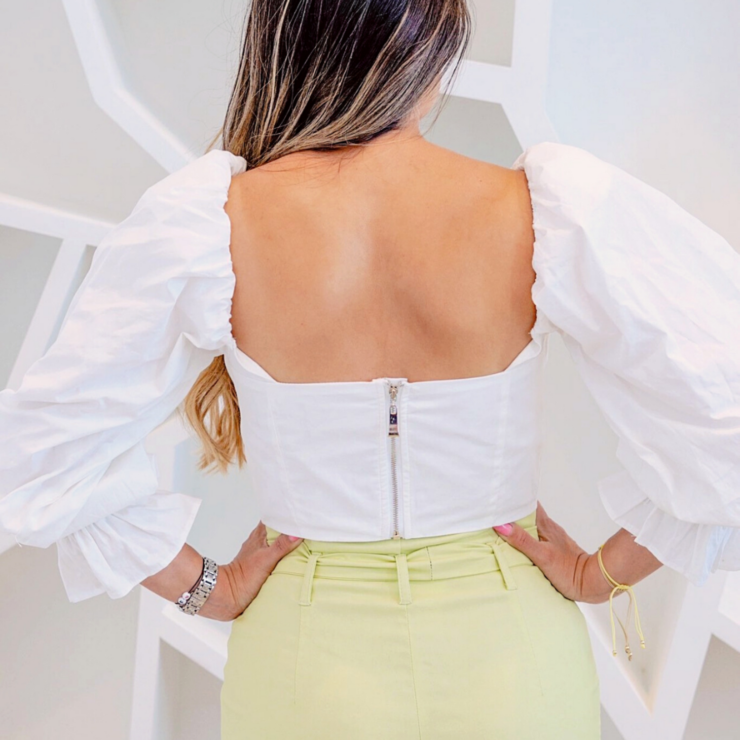 White Bianca top back zipper by ISVI Boutique Miami