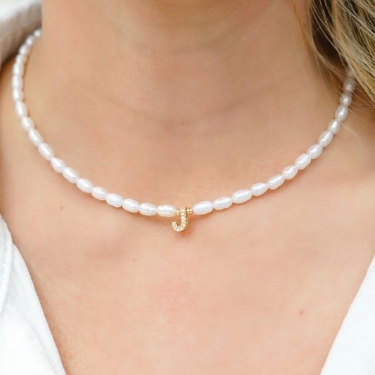 Classic Pearl Initial Necklace