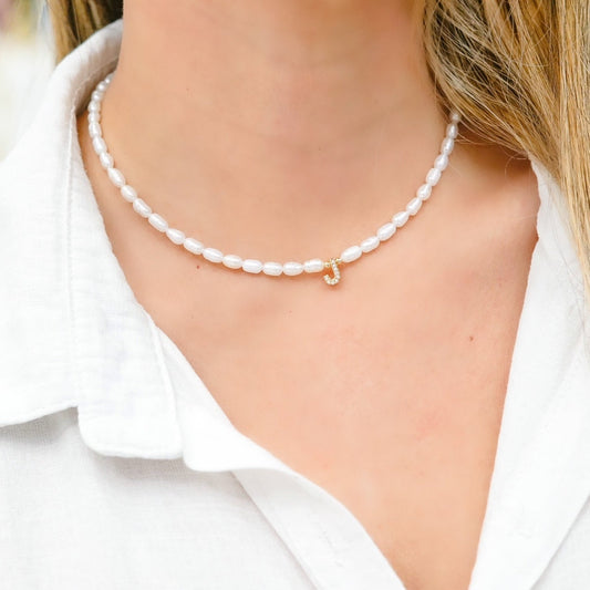 Classic Pearl Initial Necklace