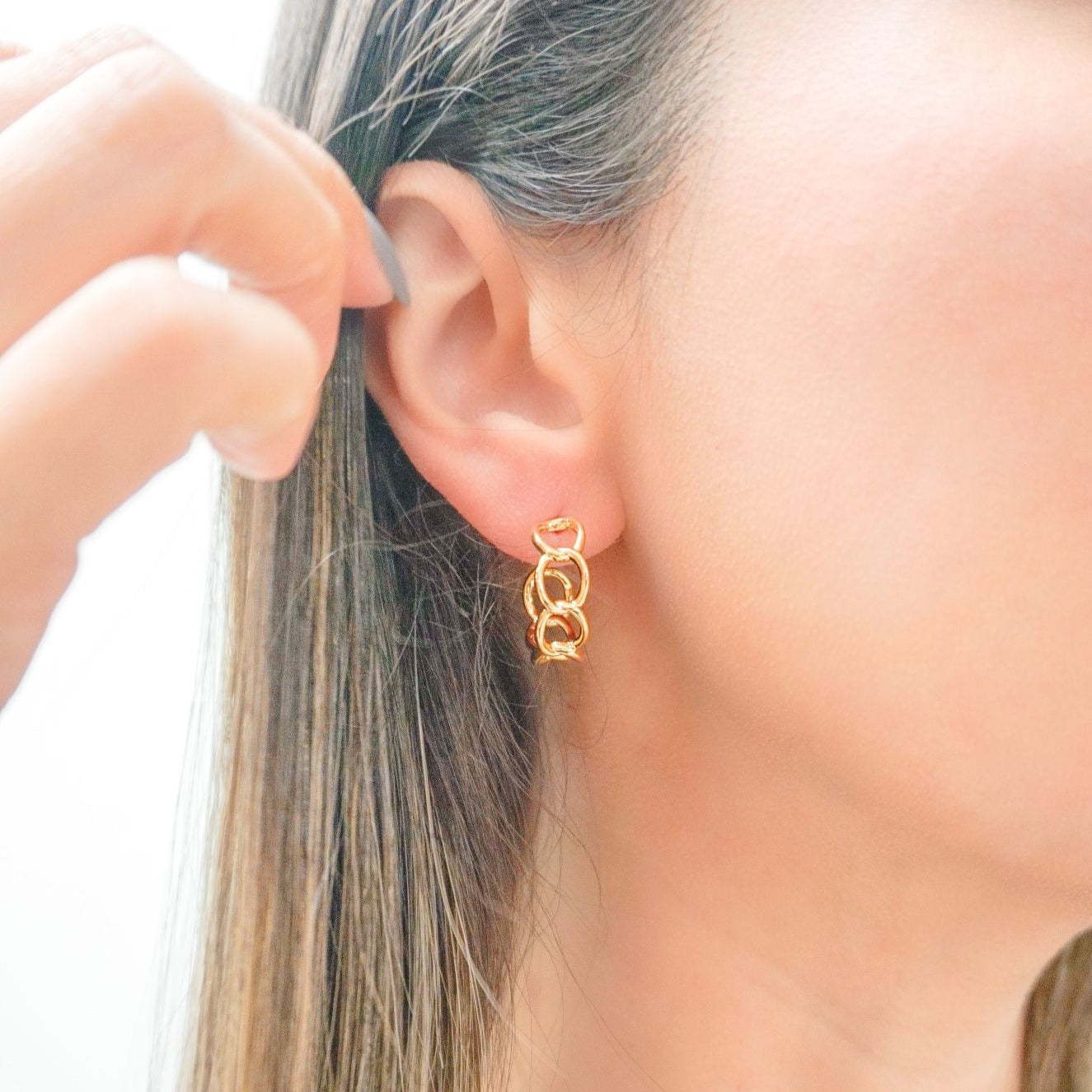 Erica Gold-filled mini hoops, earrings, water resistant, hypallergenic by ISVI Boutique, Miami