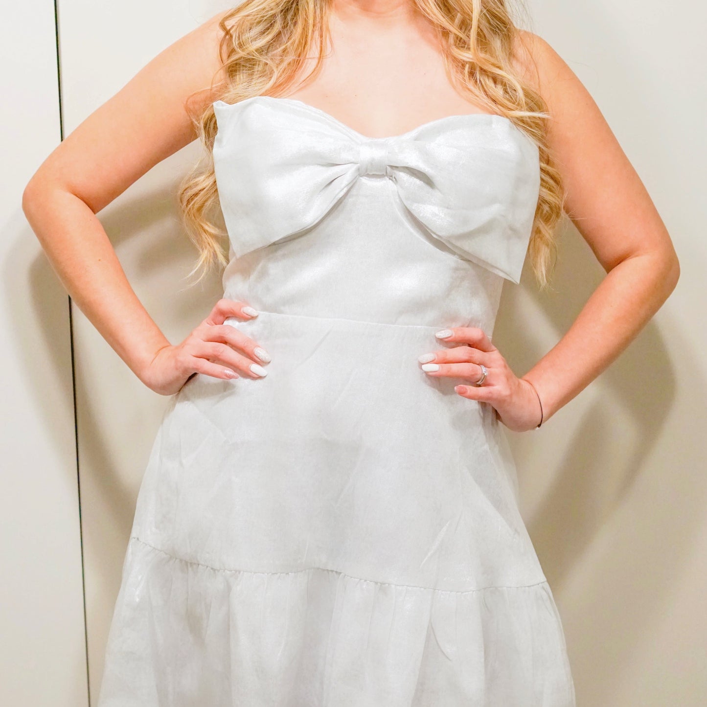 Monika Silver Mini Dress with Bow