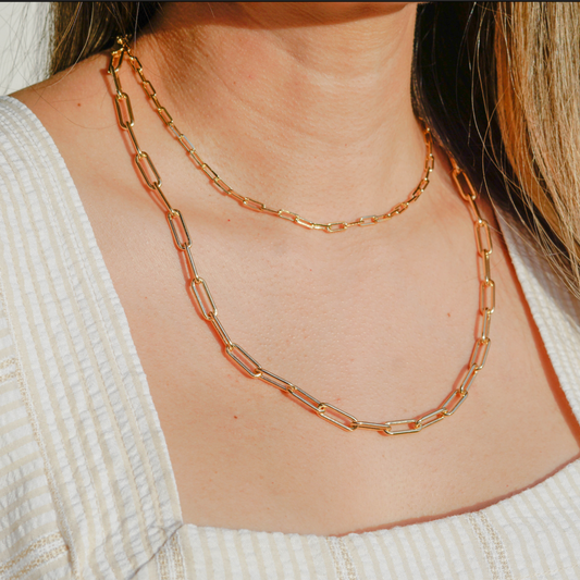 Paper clip gold-filled necklace by ISVI Boutique Miami