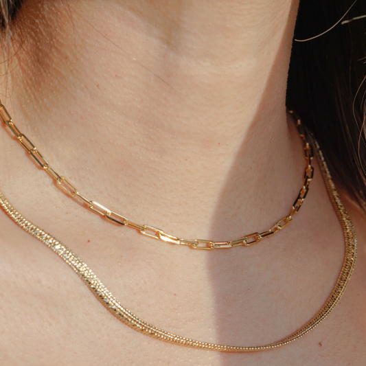 Paper clip necklace, gold-filled necklace, by ISVI Boutique Miami