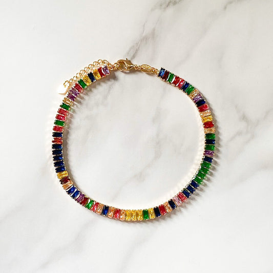 Rainbow Gold-Filled Anklet