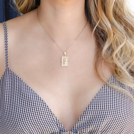 Rectangle Initial Necklace