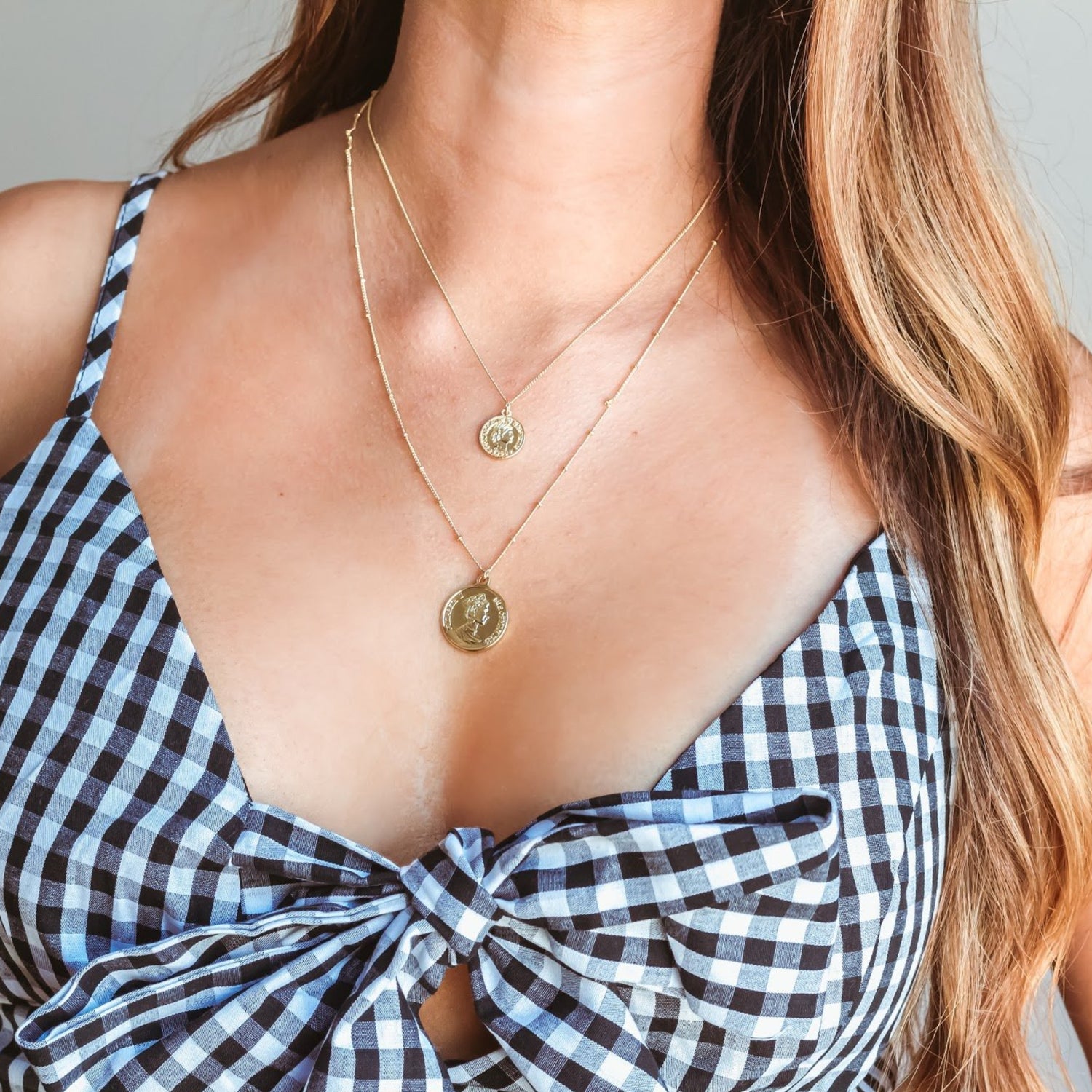 Republique francaise coin necklace, gold-filled chain. By ISVI Boutique Miami