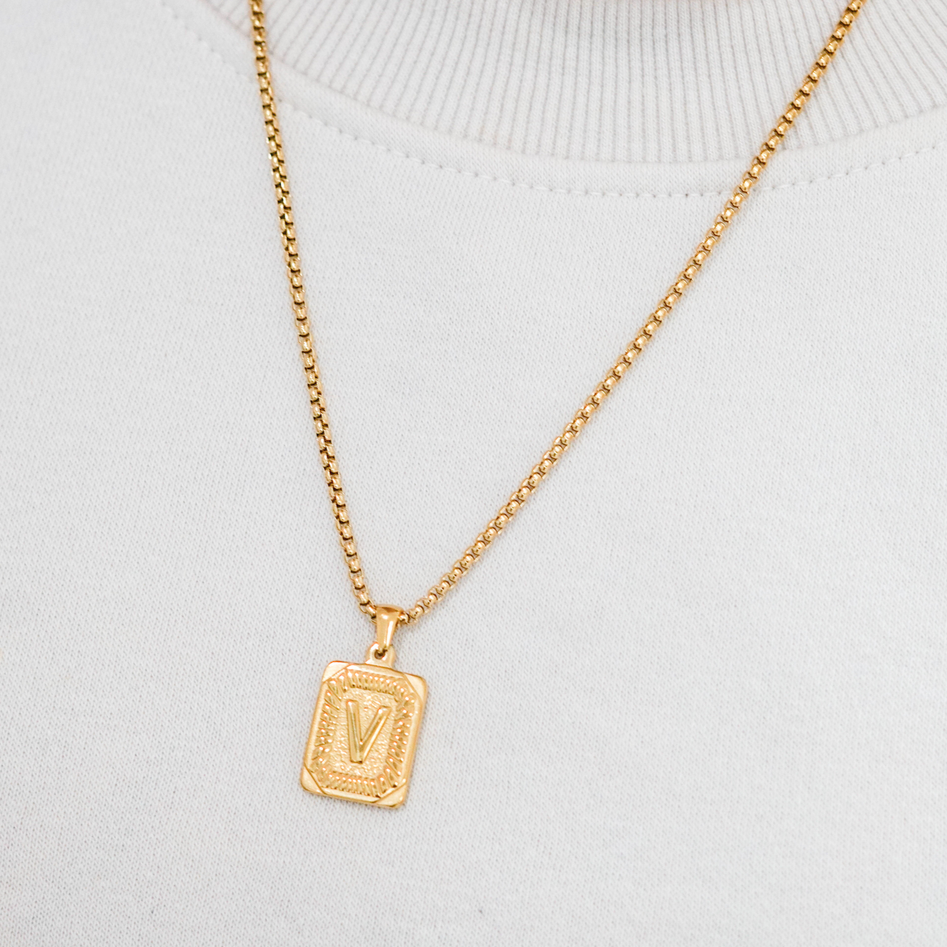 Square Initial SS Necklace
