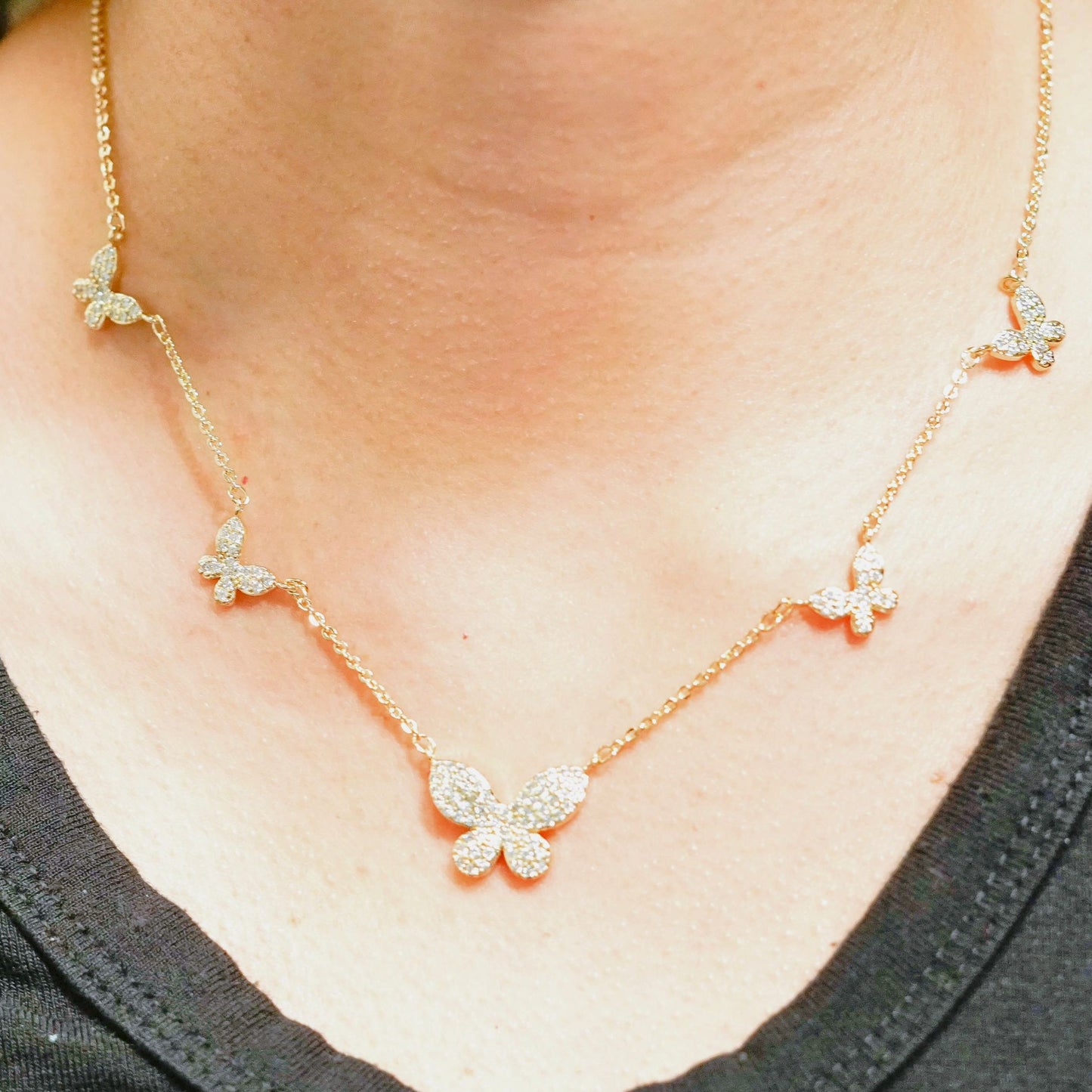 5 Butterfly Gold Filled Necklace