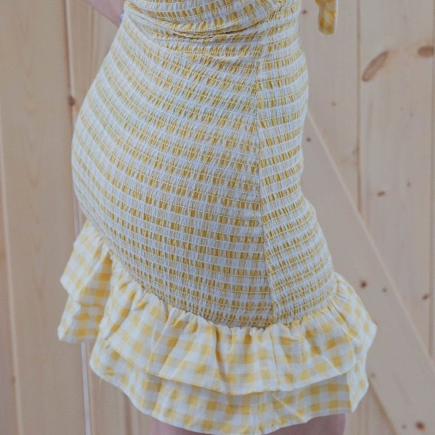 Jessica Yellow Gingham Print Dress