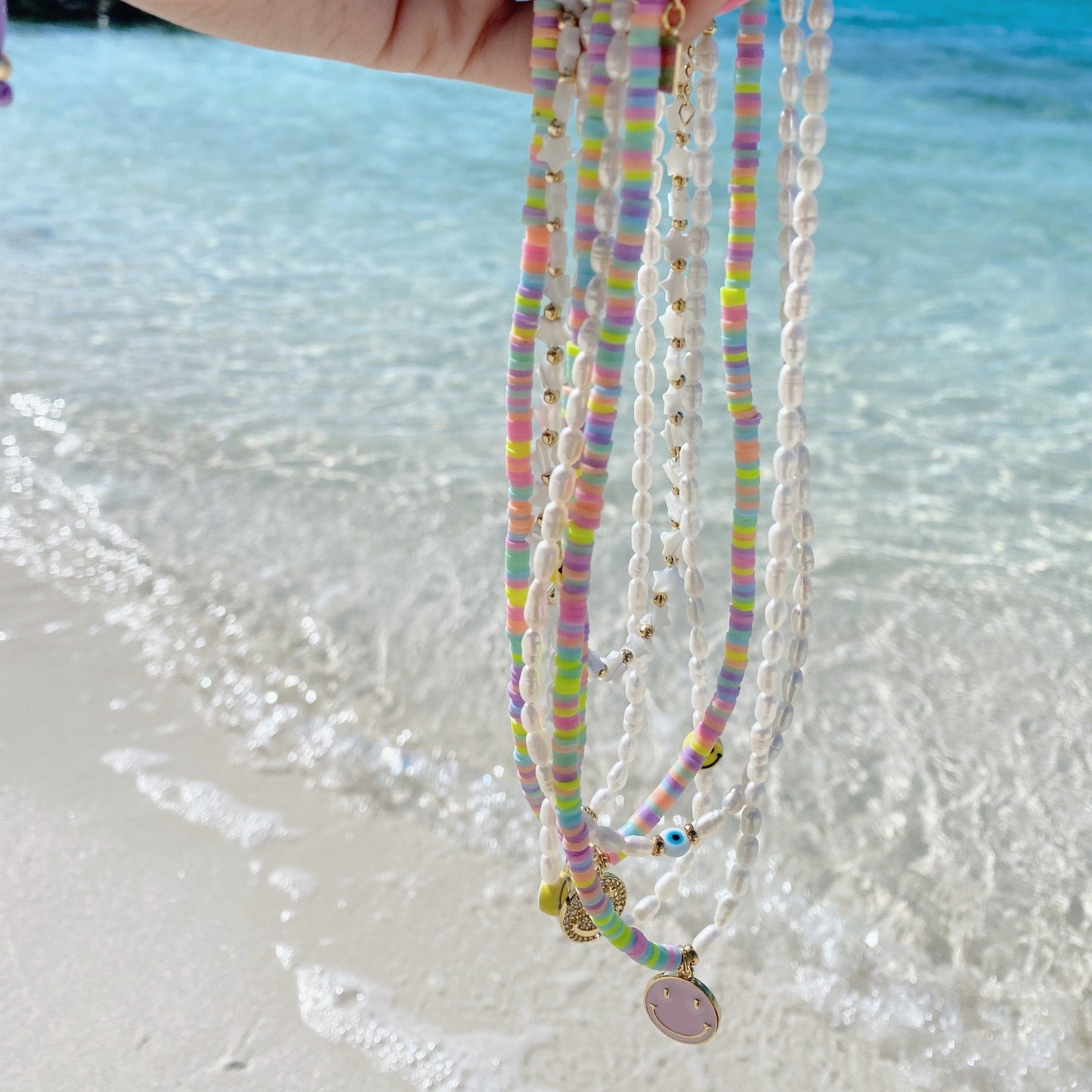 Puka pearl necklace, summer babe, new arrival, isvi boutique
