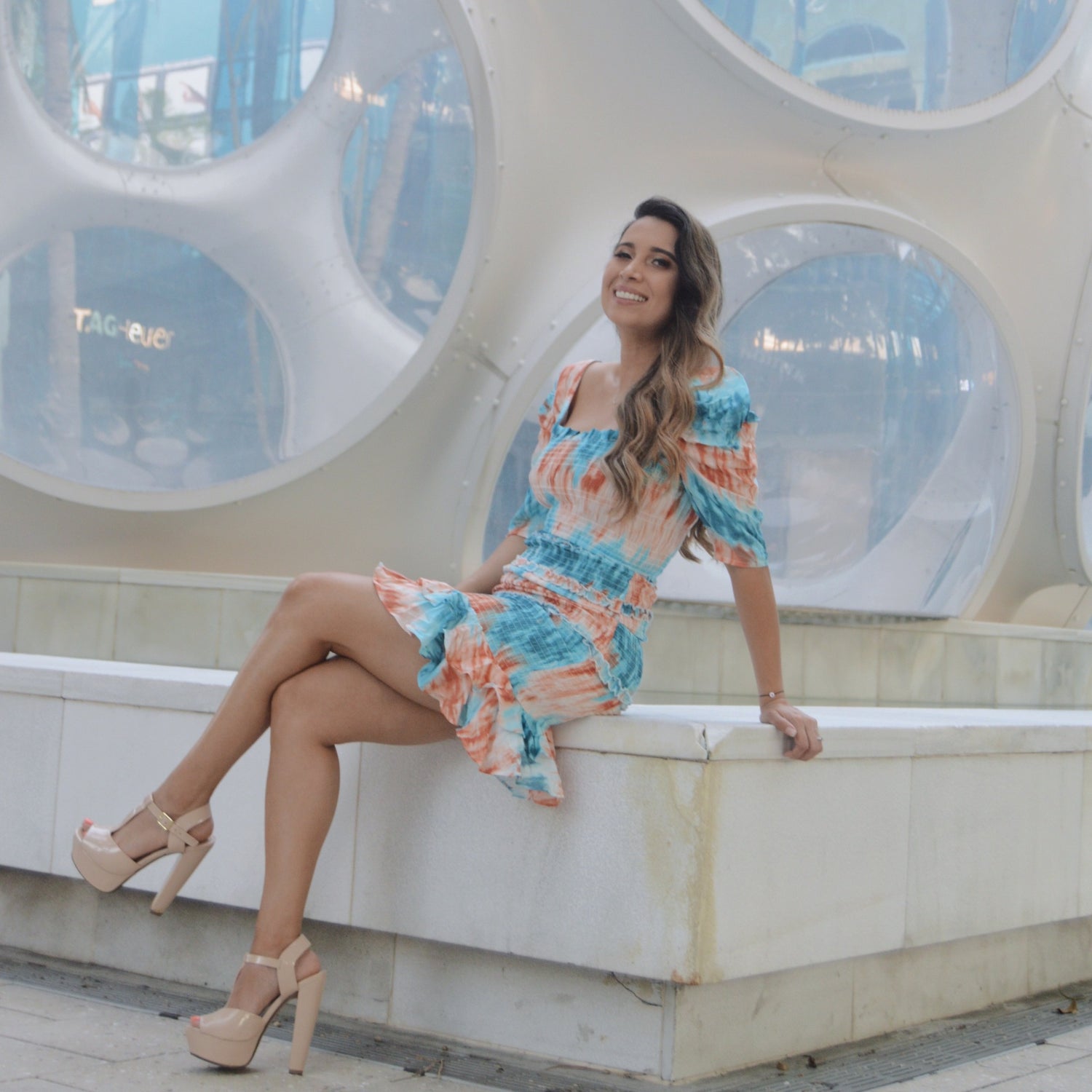 orange and blue tie dye dress Orange Tie Dye Gown