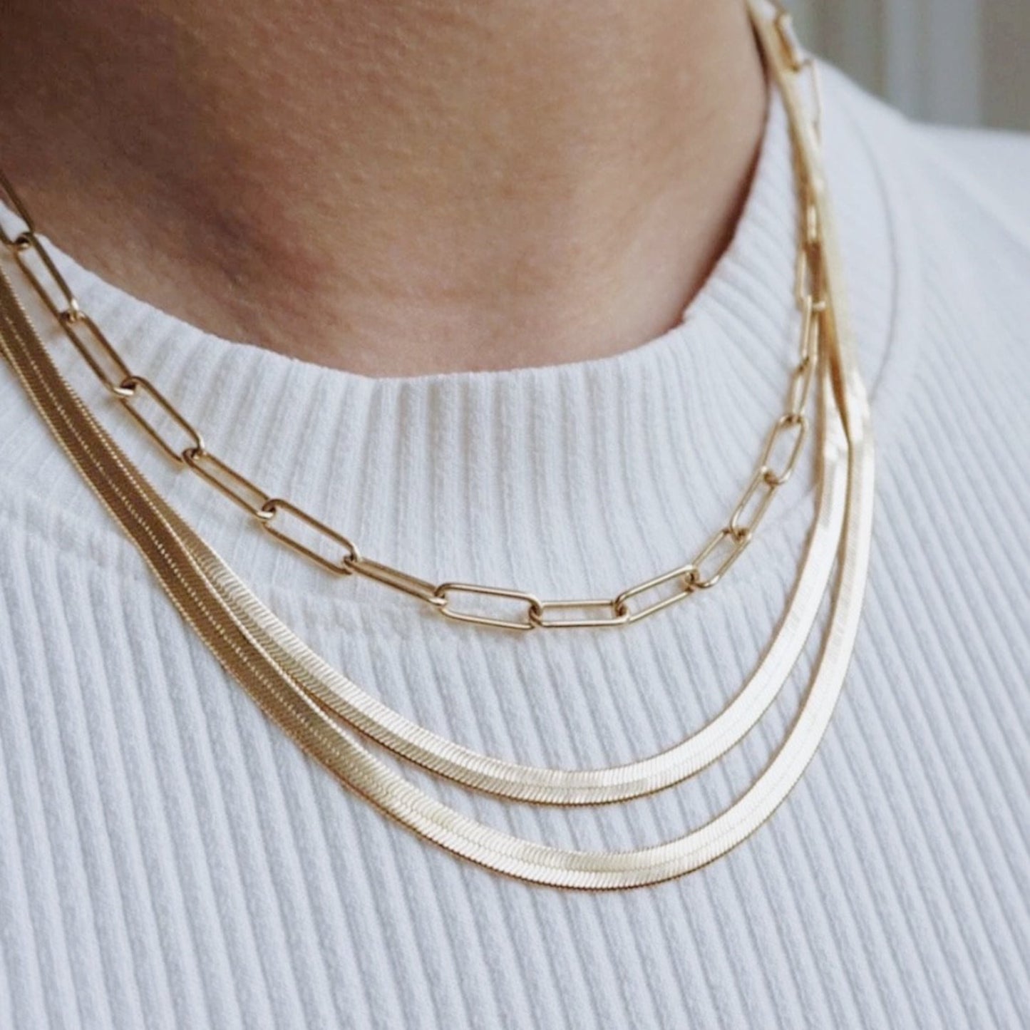 Herringbone Necklace, gold-plated 18K necklace. ISVI Boutique, Miami