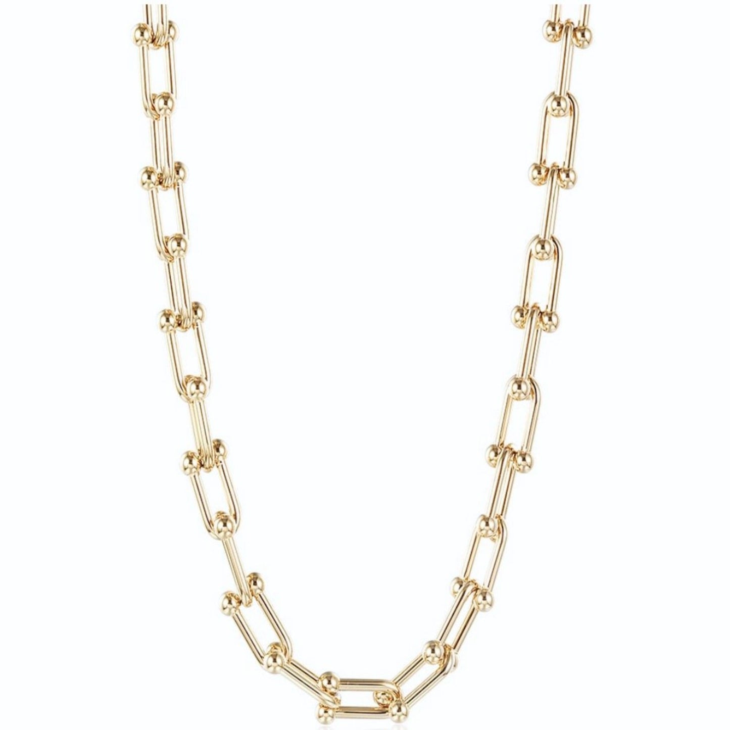 U link Chain necklace, gold-plated over stainless steel, water and sweat resistant jewelry, tarnish resistant jewelry, isvi boutique