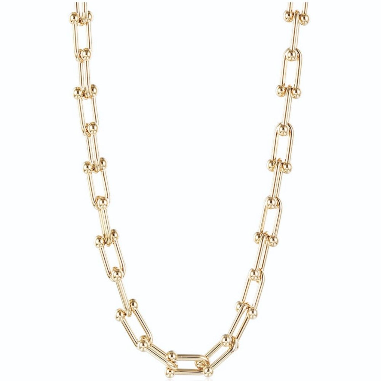 U link Chain necklace, gold-plated over stainless steel, water and sweat resistant jewelry, tarnish resistant jewelry, isvi boutique