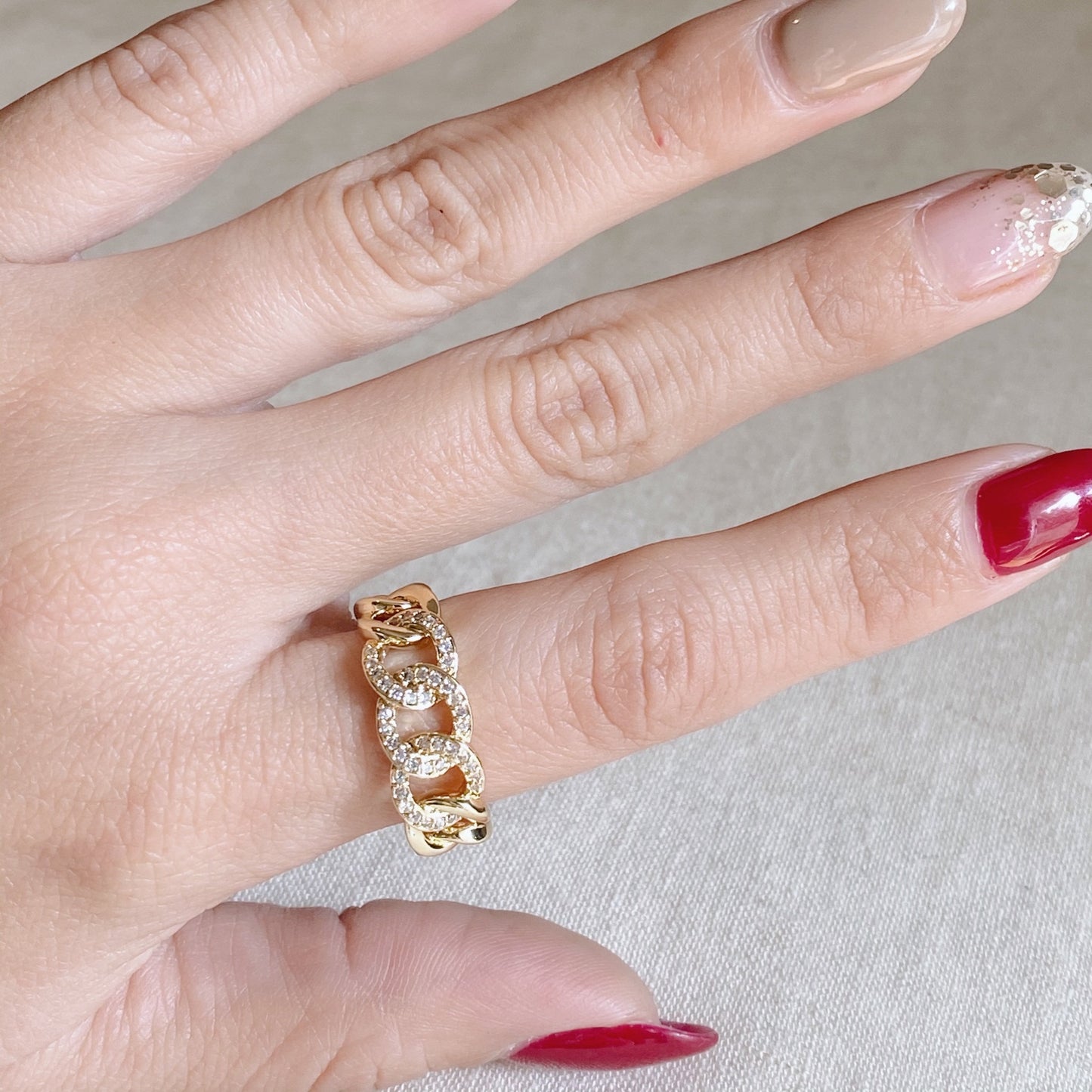 Gold-Plated Chain Link Ring