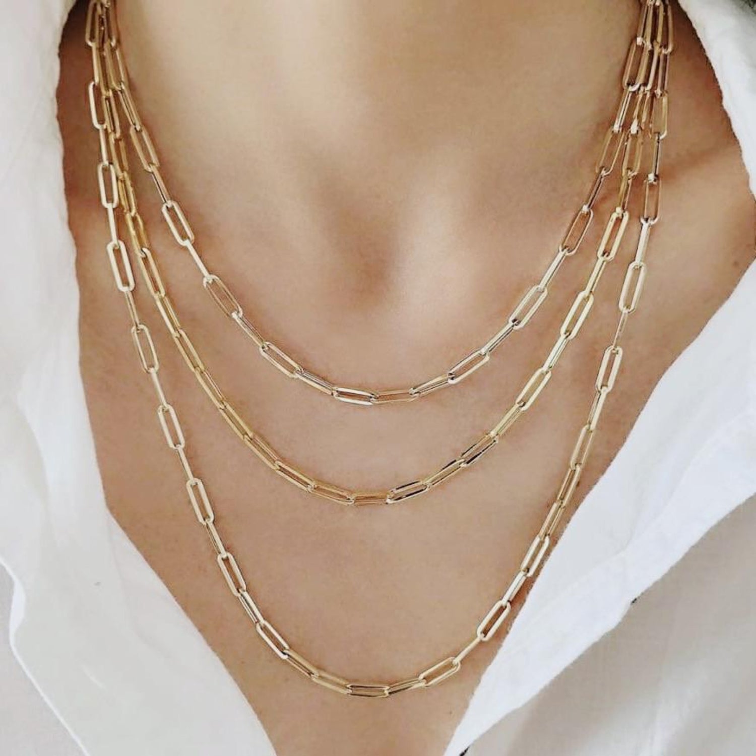 Lauren Ralph Lauren Gold-Tone Paperclip Link Collar Necklace, 16