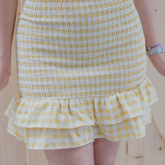 Jessica Yellow Gingham Print Dress